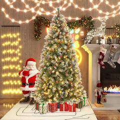 150cm/195cm Árbol de Navidad Artificial con Luces LED Blancas Cálidas 8 Modos de Iluminación Verde y Blanco-195 cm