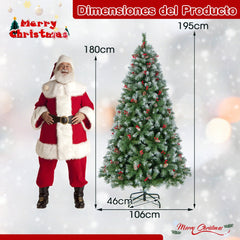 150cm/195cm Árbol de Navidad Artificial con Luces LED Blancas Cálidas 8 Modos de Iluminación Verde y Blanco-195 cm