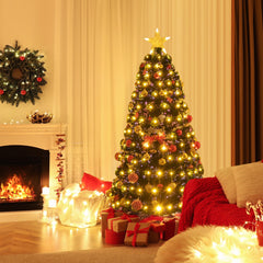 150cm/180cm Árbol de Navidad Artificial con Luces LED Amarillas Cálidas 8 Modos de Iluminación Verde-150cm