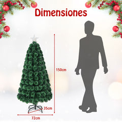 150cm/180cm Árbol de Navidad Artificial con Luces LED Amarillas Cálidas 8 Modos de Iluminación Verde-150cm