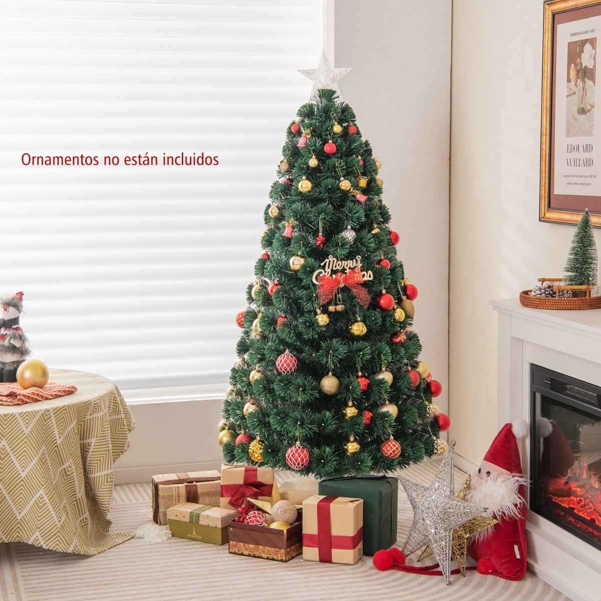 150cm/180cm Árbol de Navidad Artificial con Luces LED Amarillas Cálidas 8 Modos de Iluminación Verde-150cm