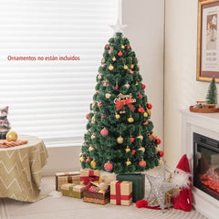 150cm/180cm Árbol de Navidad Artificial con Luces LED Amarillas Cálidas 8 Modos de Iluminación Verde-150cm