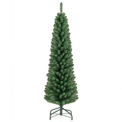 150 CM Árbol de Navidad de Lápiz Árbol Artificial con 295 Puntas de Ramas de Alambre Memoria Base de Metal Árbol Delgado Decoración