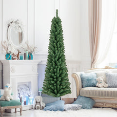 180 CM Árbol de Navidad de Lápiz Árbol Artificial con 392 Puntas de Ramas de Alambre Memoria Base de Metal Árbol Delgado Decoración