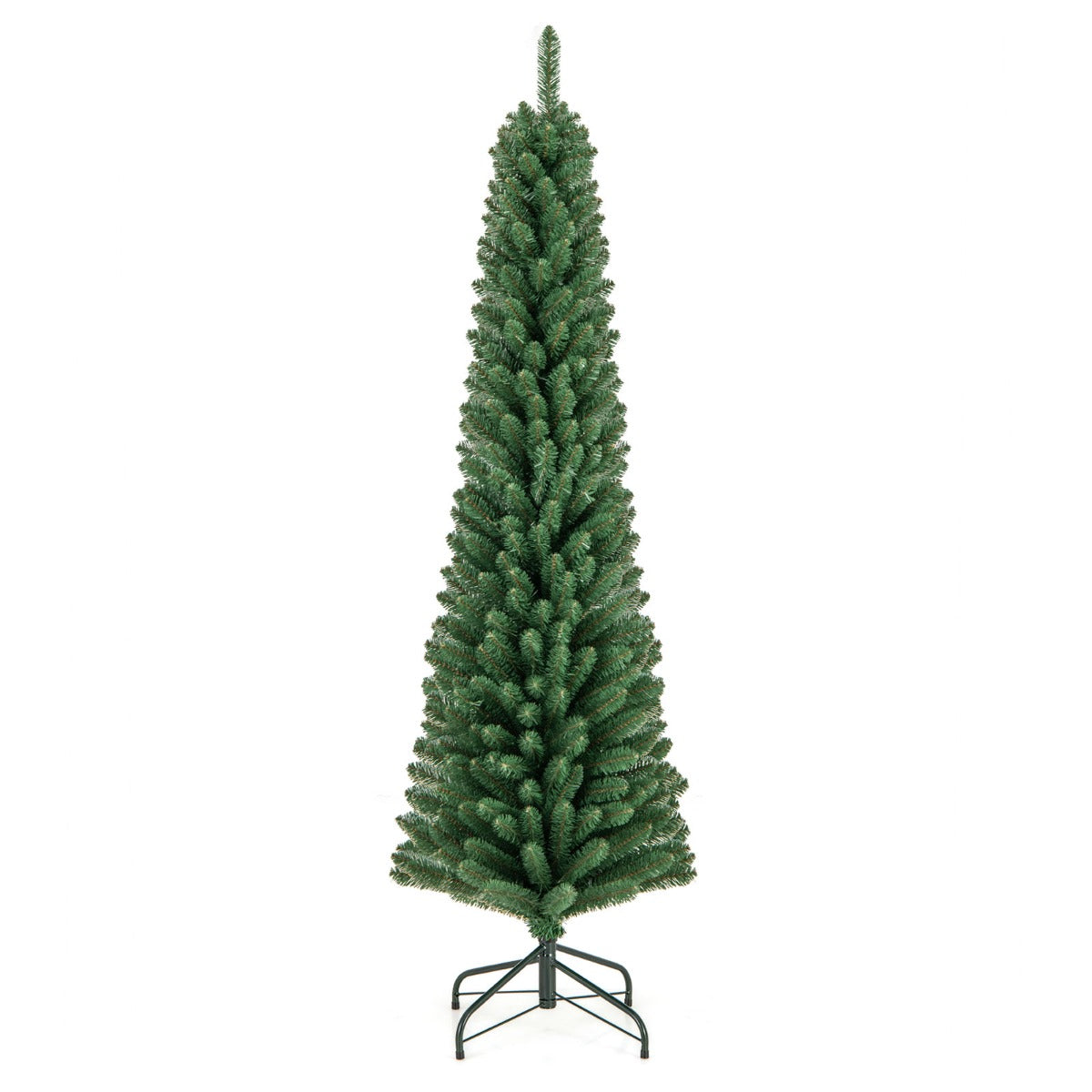 180 CM Árbol de Navidad de Lápiz Árbol Artificial con 392 Puntas de Ramas de Alambre Memoria Base de Metal Árbol Delgado Decoración