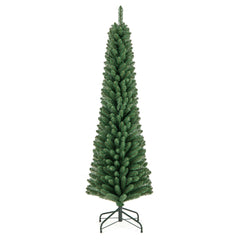 180 CM Árbol de Navidad de Lápiz Árbol Artificial con 392 Puntas de Ramas de Alambre Memoria Base de Metal Árbol Delgado Decoración