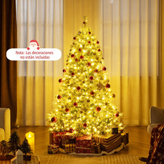 180 cm Árbol de Navidad Artificial Preiluminado con Conector Rápido de 360° 598 Agujas de Pino y Puntas de PVC 350 Luces LED Multicolor
