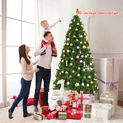 2,25m Árbol de Navidad con 1346 Ramas Bisagras y Base de Metal Resistente para Casa Oficina Tiendas Hoteles