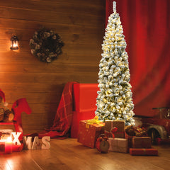 225 cm Árbol de Navidad Nevado Iluminado con 350 Luces LED Cálidas 641 Ramas y Base Plegable de Metal