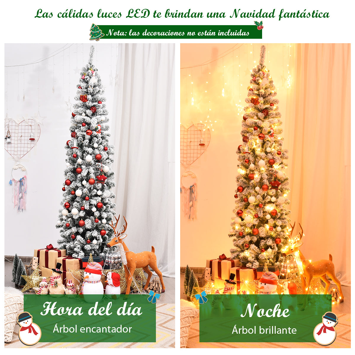 225 cm Árbol de Navidad Nevado Iluminado con 350 Luces LED Cálidas 641 Ramas y Base Plegable de Metal