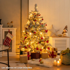 136cm Árbol de Navidad Artificial con 150 Luces LED Blancas Cálidas y 384 Ramas Mixtas Montaje Fácil