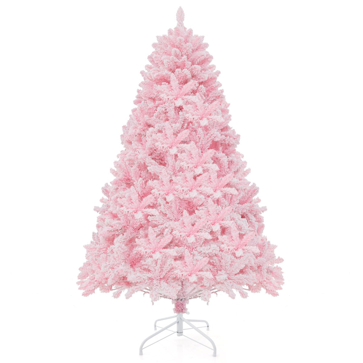 185cm Árbol Rosa de Navidad con Bisagras 808 Puntas de Ramas de PVC 350 Luces LED y 8 Modos de Iluminación
