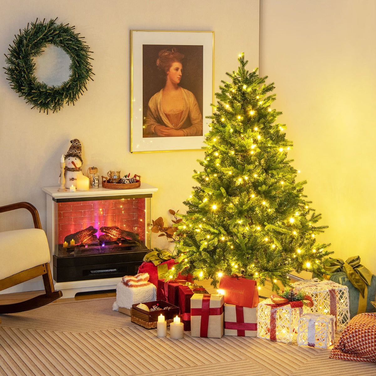 150/180cm Árbol de Navidad Artificial con Luces LED multicolores y Blancas Cálidas 11 Modos De Iluminación-150cm