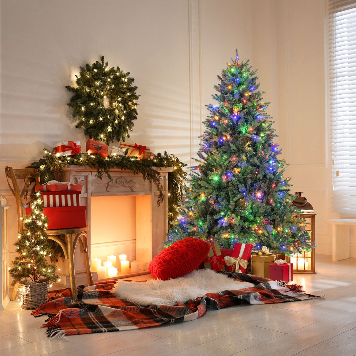 150/180cm Árbol de Navidad Artificial con Luces LED multicolores y Blancas Cálidas 11 Modos De Iluminación-180cm