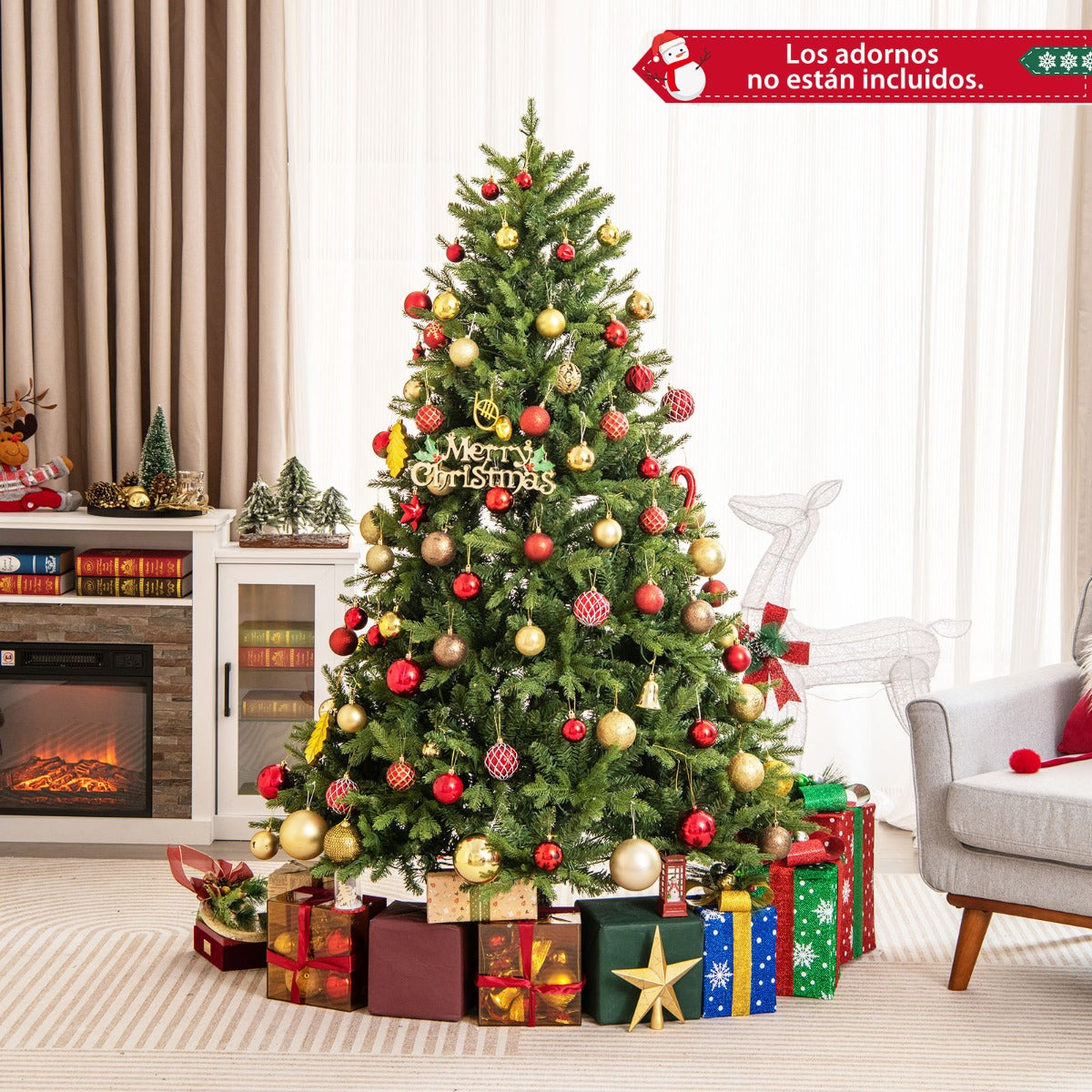 150/180cm Árbol de Navidad Artificial con Luces LED multicolores y Blancas Cálidas 11 Modos De Iluminación-180cm