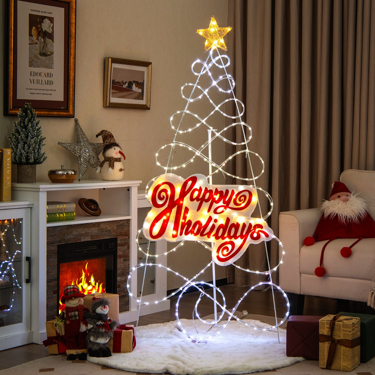 170cm Árbol de Navidad Colorido con 216 Luces LED 6 Modos de Luz para Decoración