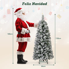 150 cm Árbol de Navidad Artificial Decorativo con Agujas de Pino 378 Puntas de Ramas 130 Luces LED Blancas Cálidas Sección Plegable