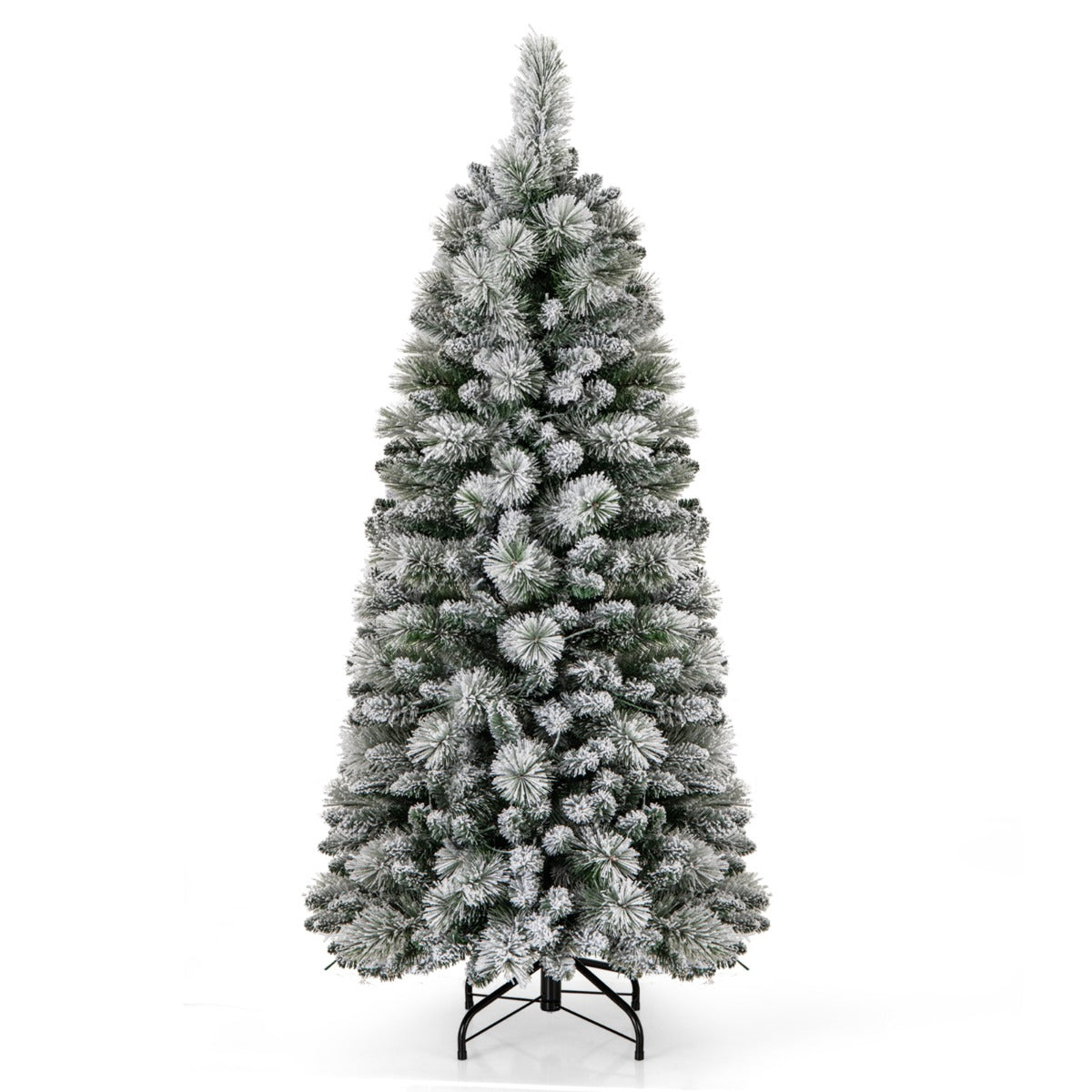 150 cm Árbol de Navidad Artificial Decorativo con Agujas de Pino 378 Puntas de Ramas 130 Luces LED Blancas Cálidas Sección Plegable