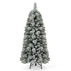 150 cm Árbol de Navidad Artificial Decorativo con Agujas de Pino 378 Puntas de Ramas 130 Luces LED Blancas Cálidas Sección Plegable