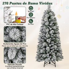 150 cm Árbol de Navidad Artificial Decorativo con Agujas de Pino 378 Puntas de Ramas 130 Luces LED Blancas Cálidas Sección Plegable