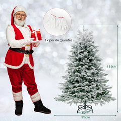 135cm/180cm Árbol de Navidad Artificial con Luces LED Blancas Cálidas y Base Montaje Fácil-135cm