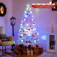 180 cm Árbol de Navidad de Fibra Óptica Artificial Blanco Preiluminado con 230 Puntas de Rama Luz de Estrella 36 Luces