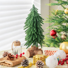 40cm Árbol de Navidad de Mesa con 200 Puntas de Ramas y Base de Madera Maciza para Hogar Oficina Verde