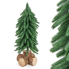 40cm Árbol de Navidad de Mesa con 200 Puntas de Ramas y Base de Madera Maciza para Hogar Oficina Verde