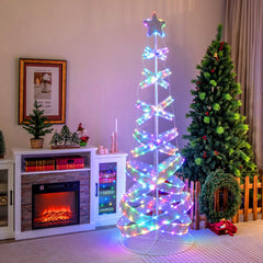 210cm Árbol de Navidad en Espiral Preiluminado con 341 Luces LED Cambio de Color