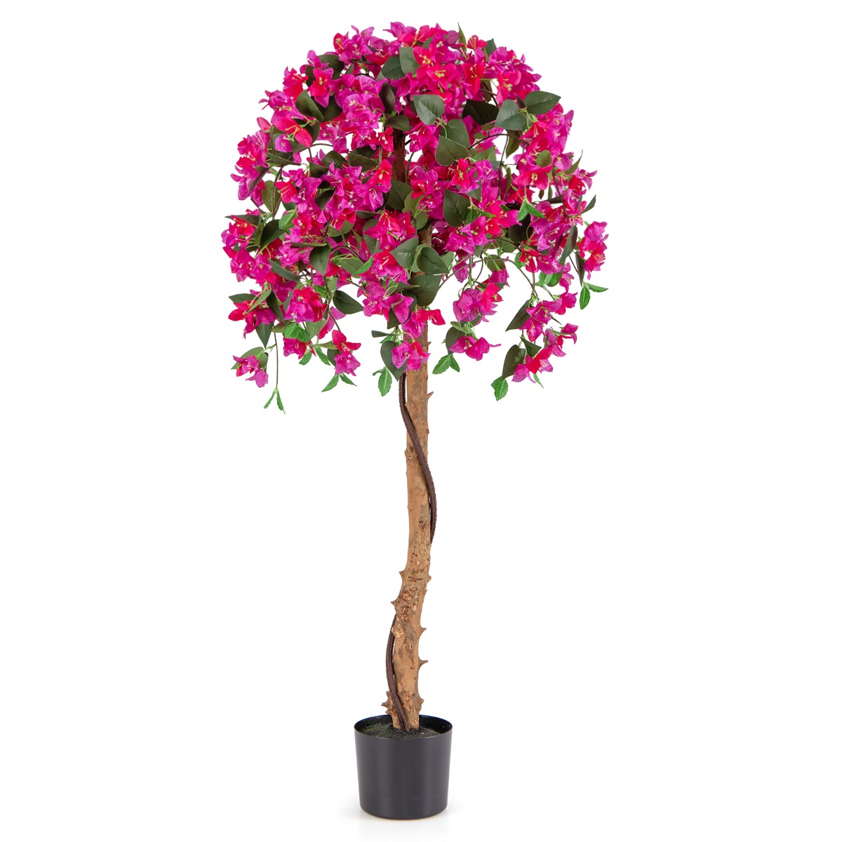 Árbol de Azalea Artificial de 135 CM Planta Floral de Seda Falsa en Maceta con 576 Flores 288 Hojas Tronco de Madera Planta Decorativa Rojo