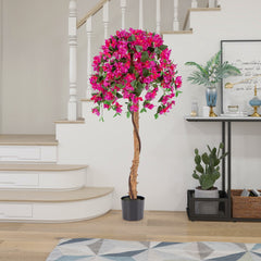 Árbol de Azalea Artificial de 135 CM Planta Floral de Seda Falsa en Maceta con 576 Flores 288 Hojas Tronco de Madera Planta Decorativa Rojo