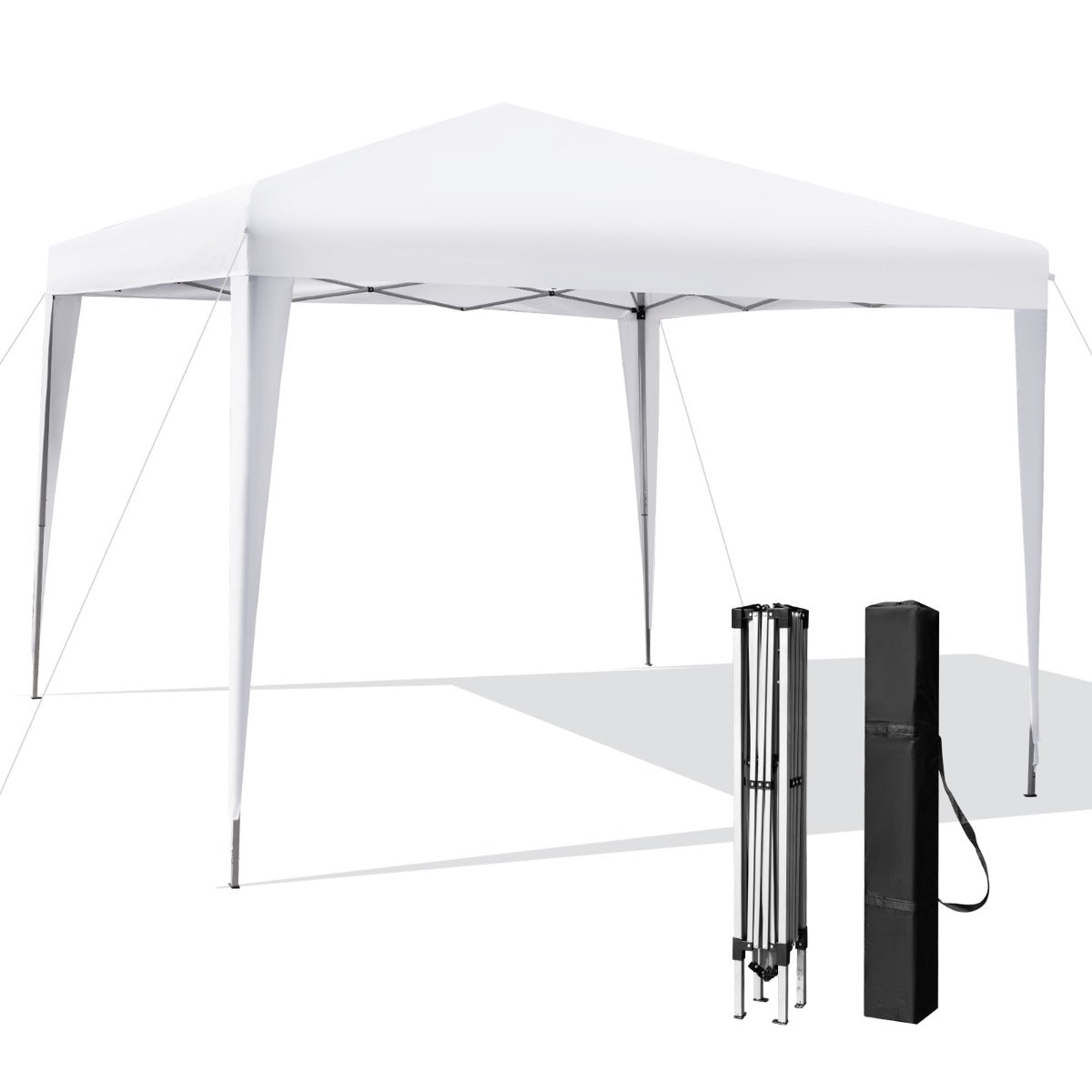 Carpa Plegable 3 x 3 m con Bolsa de Transporte para Jardin Toldo Pop-Up Plegable Altura Ajustable para Playa Camping Patio Mercado Blanco