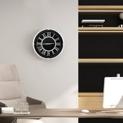 34,5/45cm Reloj de Pared Silencioso Estructura de Plata Números Romanos Cubierta de Vidrio-S