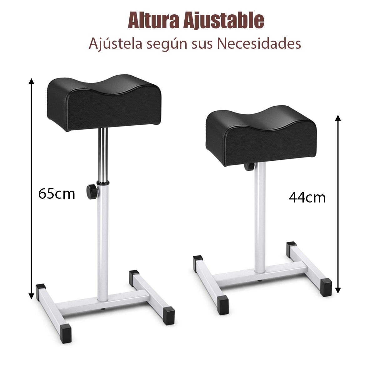 Reposapiés para Pedicura y Manicura con Altura Ajustable de 44-65 cm y Almohadilla Equipamiento Profesional para Salones de Belleza Negro
