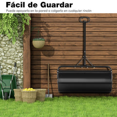 Rodillo de Césped Metálico Empujar/Tirar Lleno de Agua/Arena de 113 L con Mango Desmontable 99 x 40 x 146 cm Negro