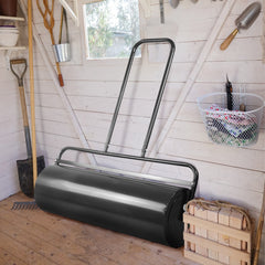 Rodillo para Césped 63L Rodillo de Acero con Forma de U Ideal para Tener Césped Liso y Plano Negro 114 x 90 x 30 cm