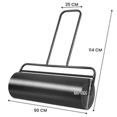 Rodillo para Césped 63L Rodillo de Acero con Forma de U Ideal para Tener Césped Liso y Plano Negro 114 x 90 x 30 cm