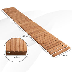 Sendero Enrollable de Madera para Jardín Pasarela con Alambre y Textura Antideslizante Resistente a la Intemperie 245 x 43 cm Marrón