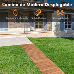 Sendero Enrollable de Madera para Jardín Pasarela con Alambre y Textura Antideslizante Resistente a la Intemperie 245 x 43 cm Marrón