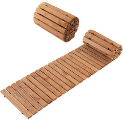 Sendero Enrollable de Madera para Jardín Pasarela con Alambre y Textura Antideslizante Resistente a la Intemperie 245 x 43 cm Marrón