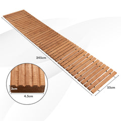 Sendero Enrollable de Madera para Jardín Pasarela con Alambre y Textura Antideslizante Resistente a la Intemperie 245 x 55 cm Marrón