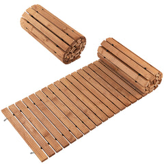 Sendero Enrollable de Madera para Jardín Pasarela con Alambre y Textura Antideslizante Resistente a la Intemperie 245 x 55 cm Marrón