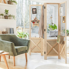 Separador de Espacios de Privacidad Plegable 4 Paneles Divisor Decorativo de Madera para Hogar Oficina Natural