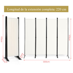 Biombo de 4 Paneles Separador de Tela Plegable Divisor de Paredes de Fibra Protección de Intimidad Independiente 220 x 51 x 173 cm Blanco