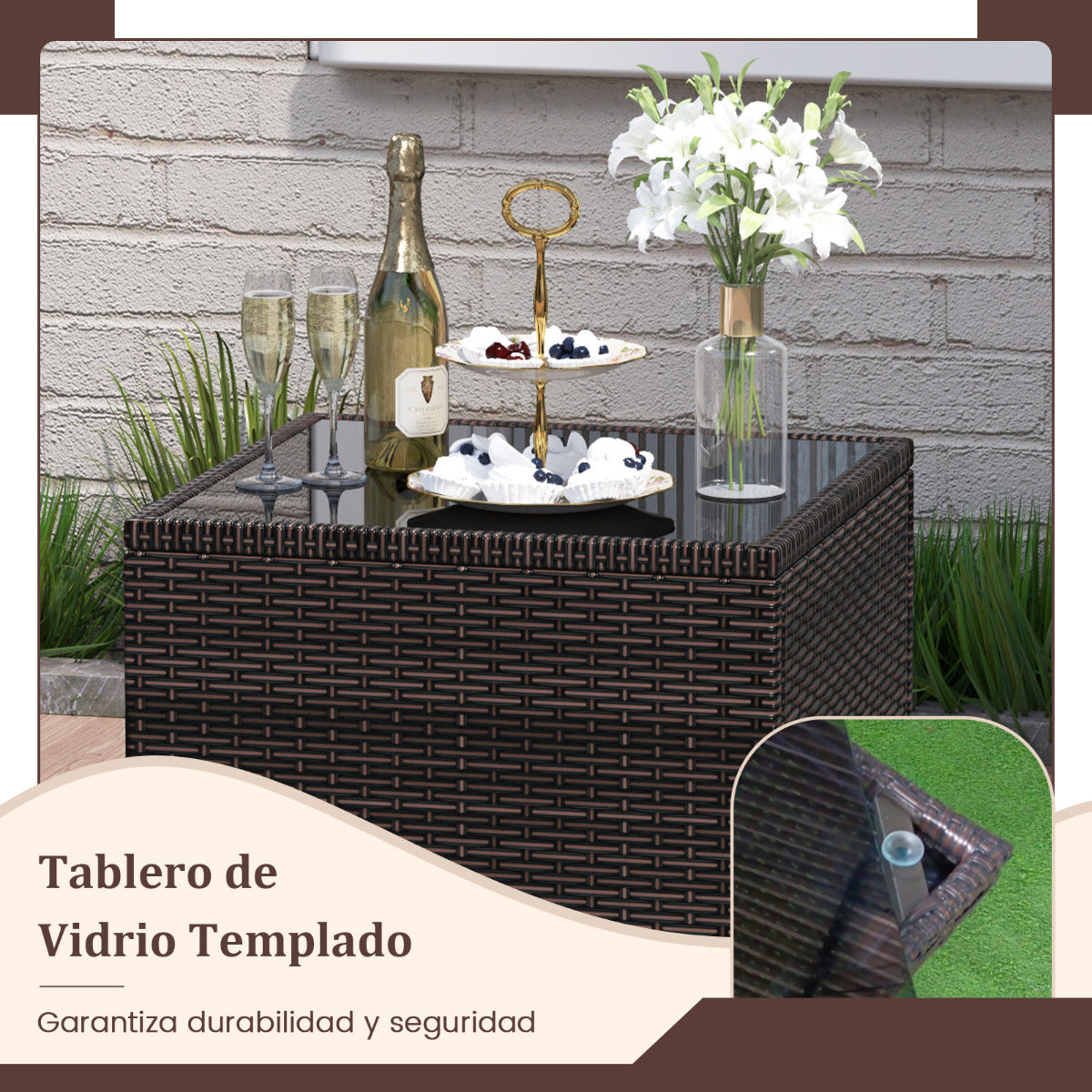 Set 3 Piezas Muebles Conversación de Patio Sofá en Ratán de Exterior con Cojín Lavable para Jardín Piscina Balcón 67 x 67 x 76 cm Gris
