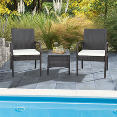Set de 2 Sillas de Mimbre para Patio con Cojín Suave Silla de Ratán PE Marco de Metal Sillones para Patio Balcón Piscina 62 x 55 x 89 cm