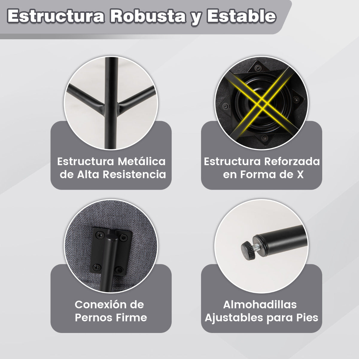 Set de 2 Taburetes de Bar Giratorios Silla de Bar con Asiento y Respaldo Acolchado Estructura Metálica Taburete de Tela de Lino-Gris