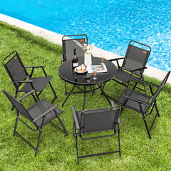 Set de 4 Sillas Plegables de Jardín Sillas Portátiles con Asiento Transpirable Reposabrazos Carga 150kg para Terraza Patio 68 x 55 x 84 cm