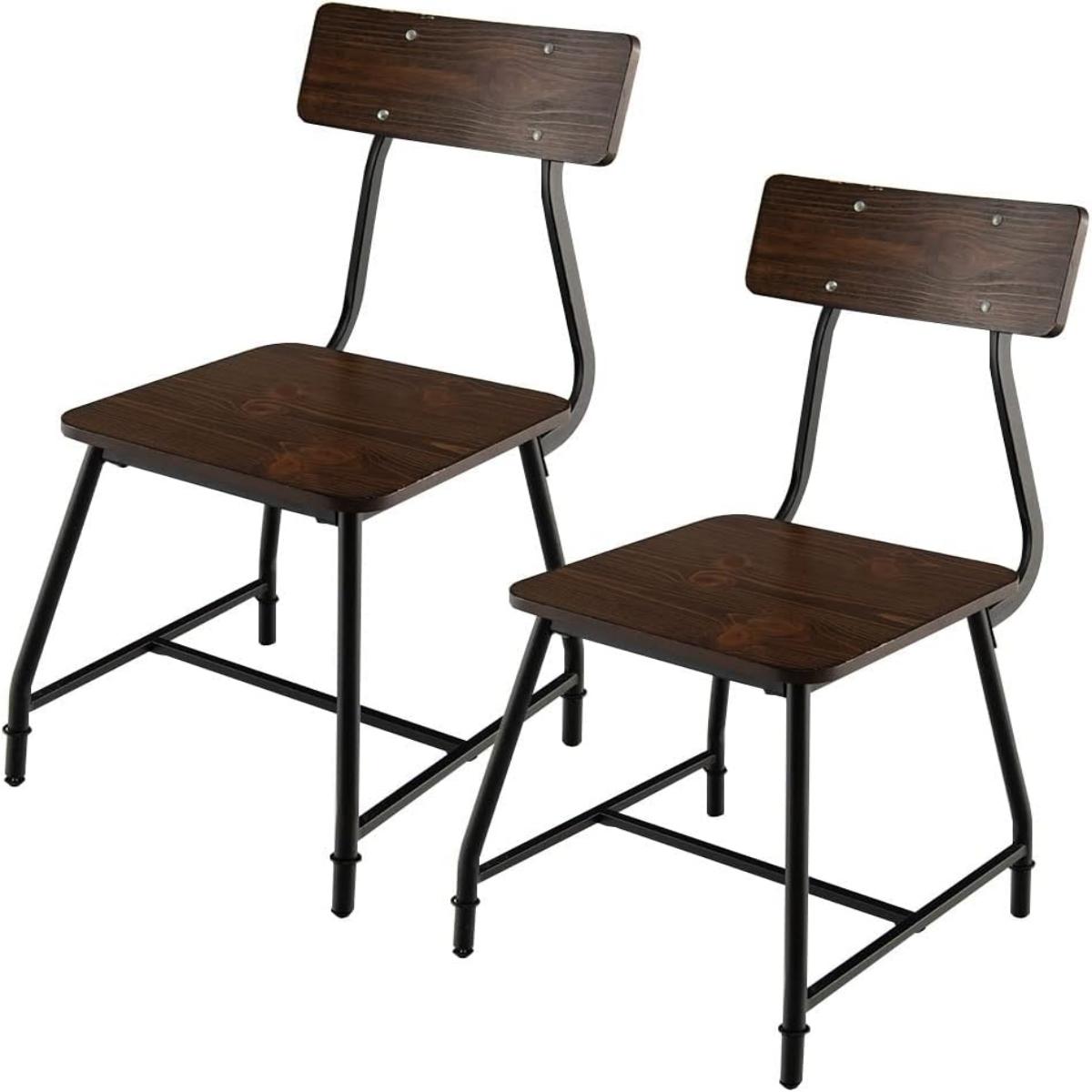 Juego de Mesa de Comedor de 5 Piezas de Madera Set de Mesa Rectangular y 4 Sillas de Cocina con Estructura de Metal-Silla-Marrón