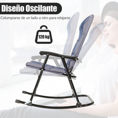 Set 2 Sillas Plegables con Mesa Baja de Exterior Juego de Muebles Sillas Asiento Acolchado para Patio Playa Piscina Azul
